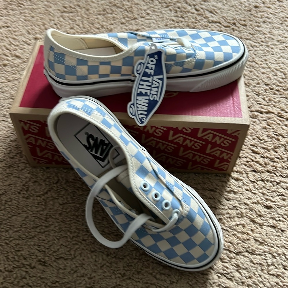 Vans Women Shoe Authentic 44 Dx Checker Light Blue / White Size 5.5